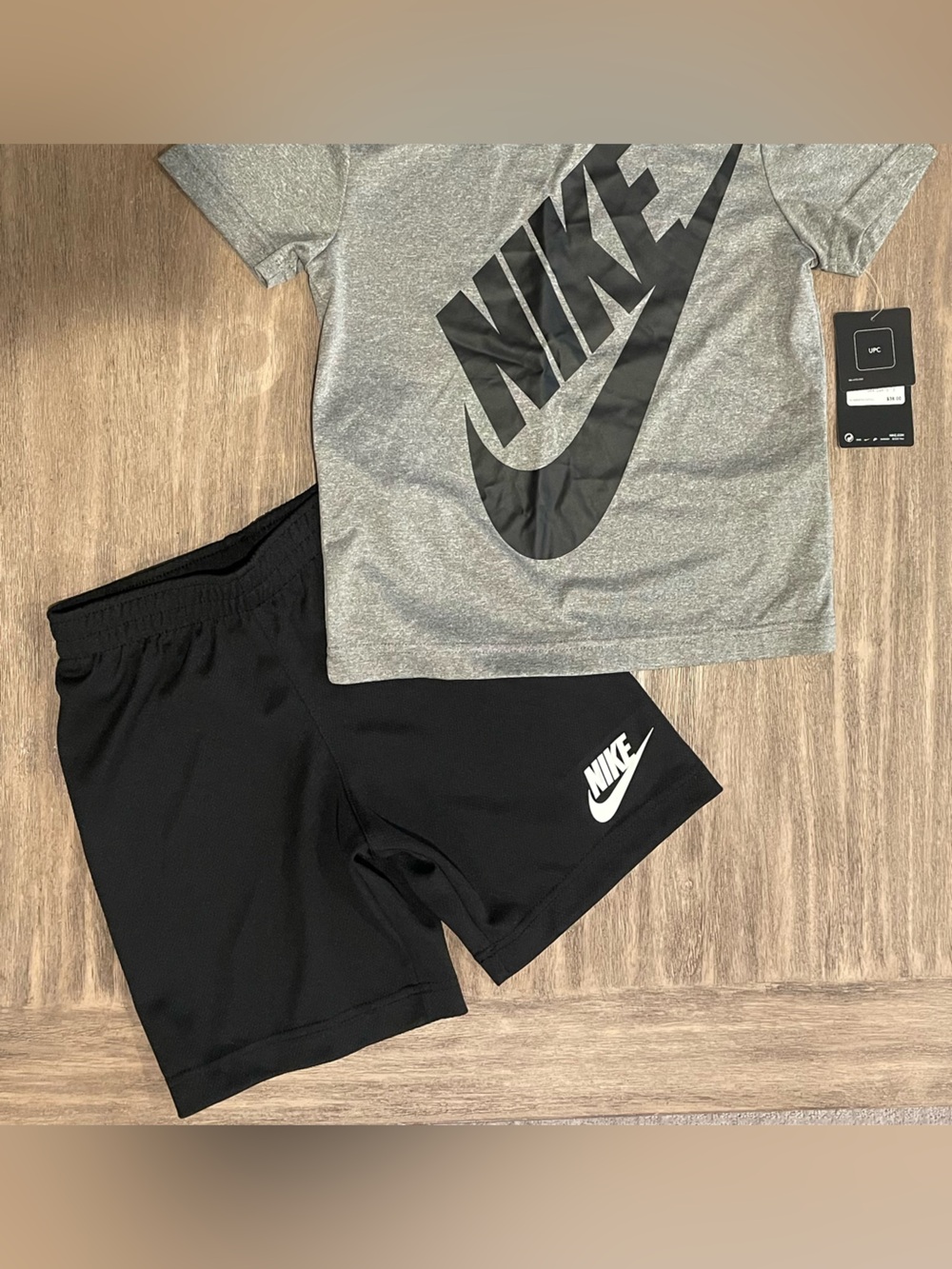 Nike Gray Tee and Black Athletic Shorts Set - Gray/Black